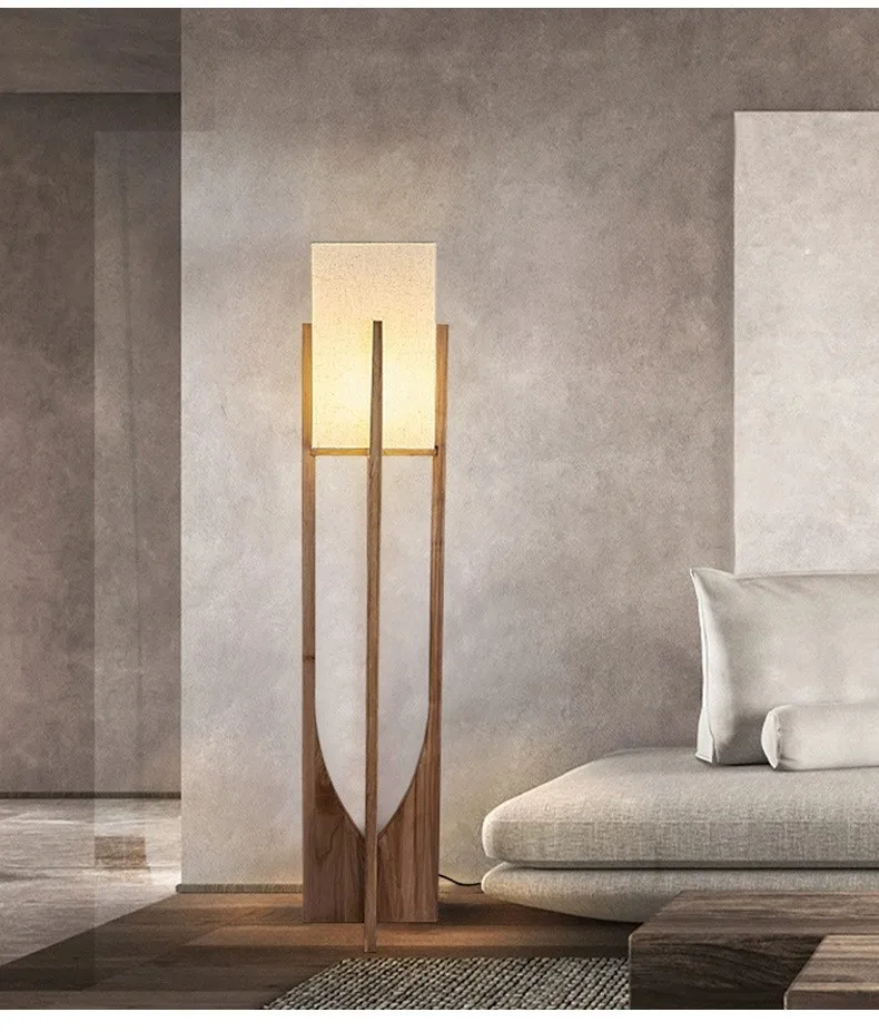 Fairbanks-Lámpara de pie de madera para sala de estar, dormitorio, sofá, mesita de noche, diseñadores nórdicos sólidos, lámparas de pie