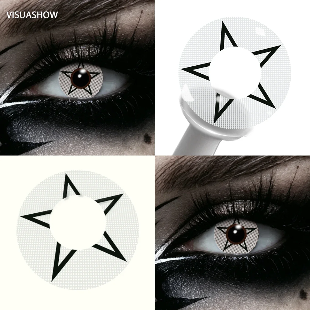 Lalens Grüne Anime-Cosplay-Farbkontaktlinsen, 1 Paar, 14,2 mm, Kosmetiklinsen für Cosplayer, Halloween, Weihnachtsfeier, Kostüm, Augen-Make-up – Detail 33