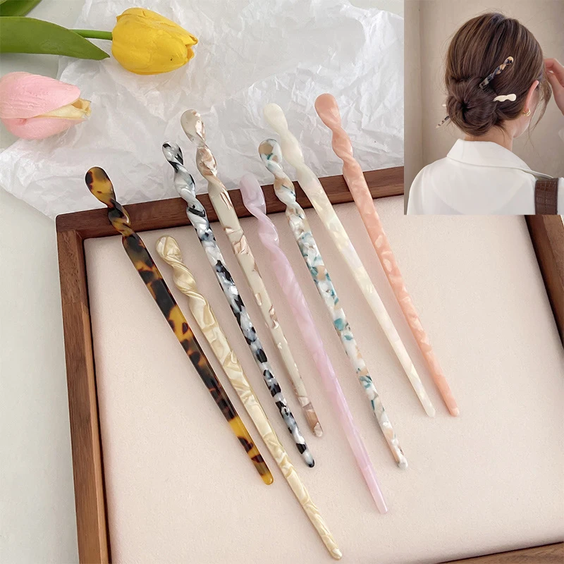 Chinese Hair Sticks Vintage Acetate Resin Chopstick Women Hairpins Hair Clip Pin Wedding Hair Jewelry Accessories Bun Maker