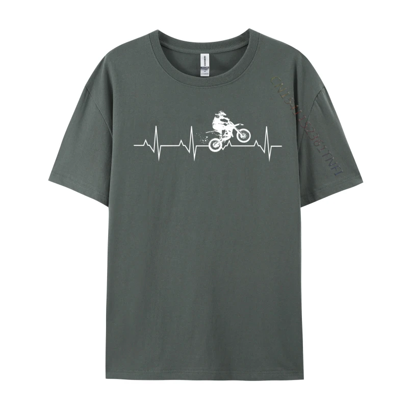Motocross Heartbeat Motorcycle Dirt Bike Enduro Biker Ekg Tees Design Tshirts Loose Print Mens T-Shirts Print Free Shipping image 2