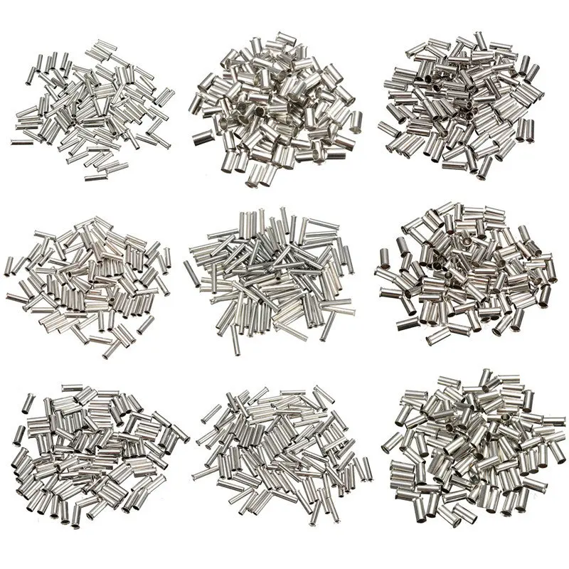 100PCS Non-Insulated Butt Wire Connector Ferrules Electrical Cable Terminal Copper Bare Tinned Crimp Terminal 0.5-6mm2