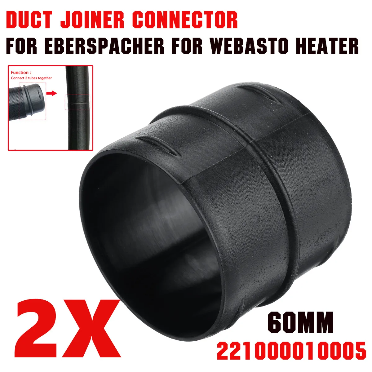 1/2pcs 60mm Car Heater Duct Joiner Air Diesel Parking Heater Hose Line Connector For Webasto Eberspacher