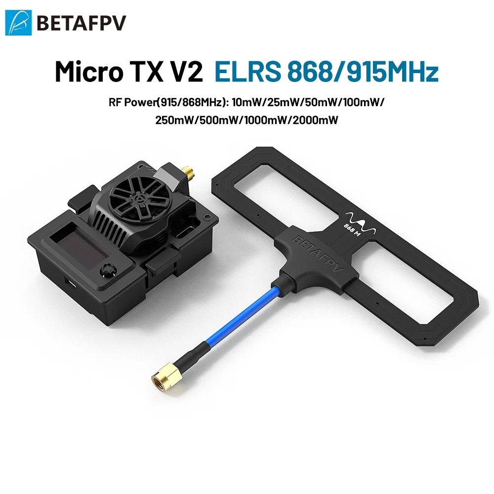 

Модуль BETAFPV ExpressLRS Micro TX V2, 868 МГц/915 МГц, выходная мощность 2 Вт, встроенный охлаждающий вентилятор для радиопередатчика, RC FPV Drone