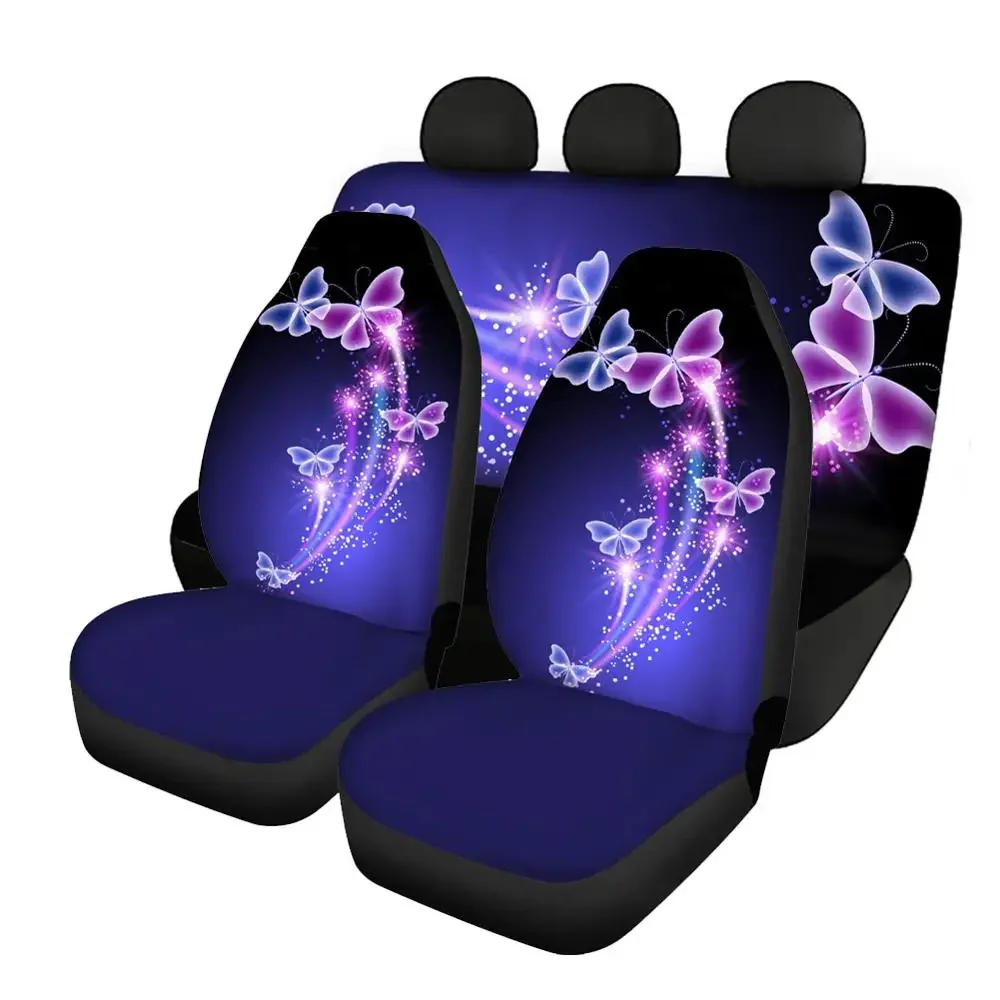 Beautiful Butterfly Design Car Interior Decor Front/Back Car Seat Covers Full Set for Women Stylish Car Mat Covers