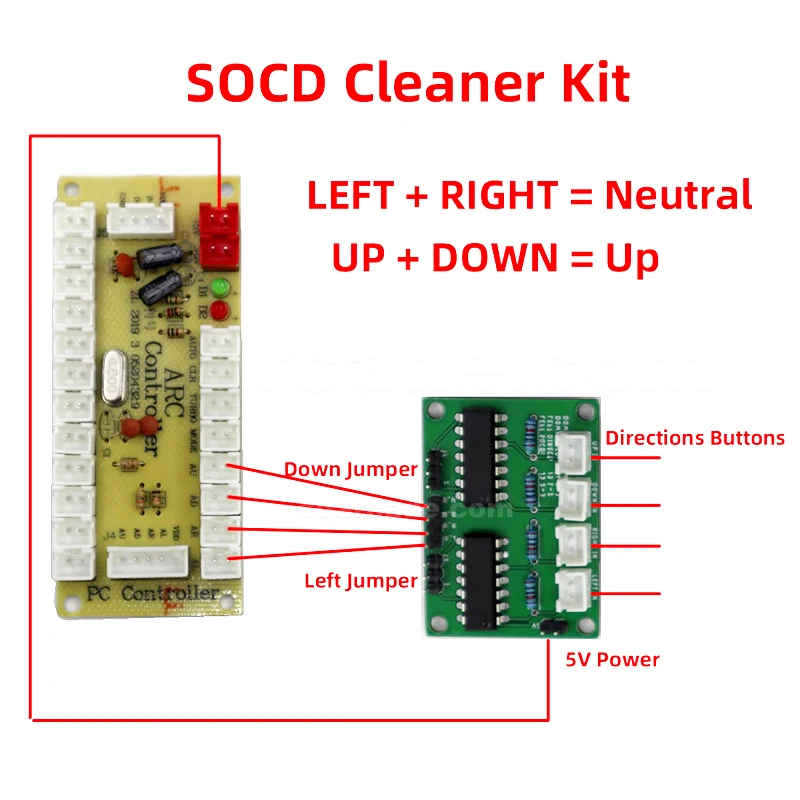 Kit de limpiador SOCD con todos los botones estilo Hitbox, Joystick de lucha