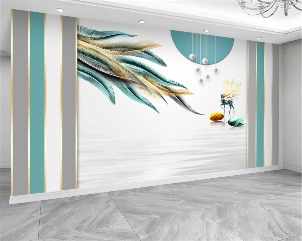 beibehang Customized wallpapers modern new bedroom living room TV sofa feather linepapel de parede simple wallpaper papier peint