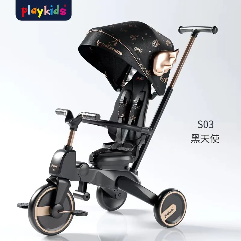 Children's tricycle folding baby walking artifact 1-6-year-old baby ultra-portable two-way trolley