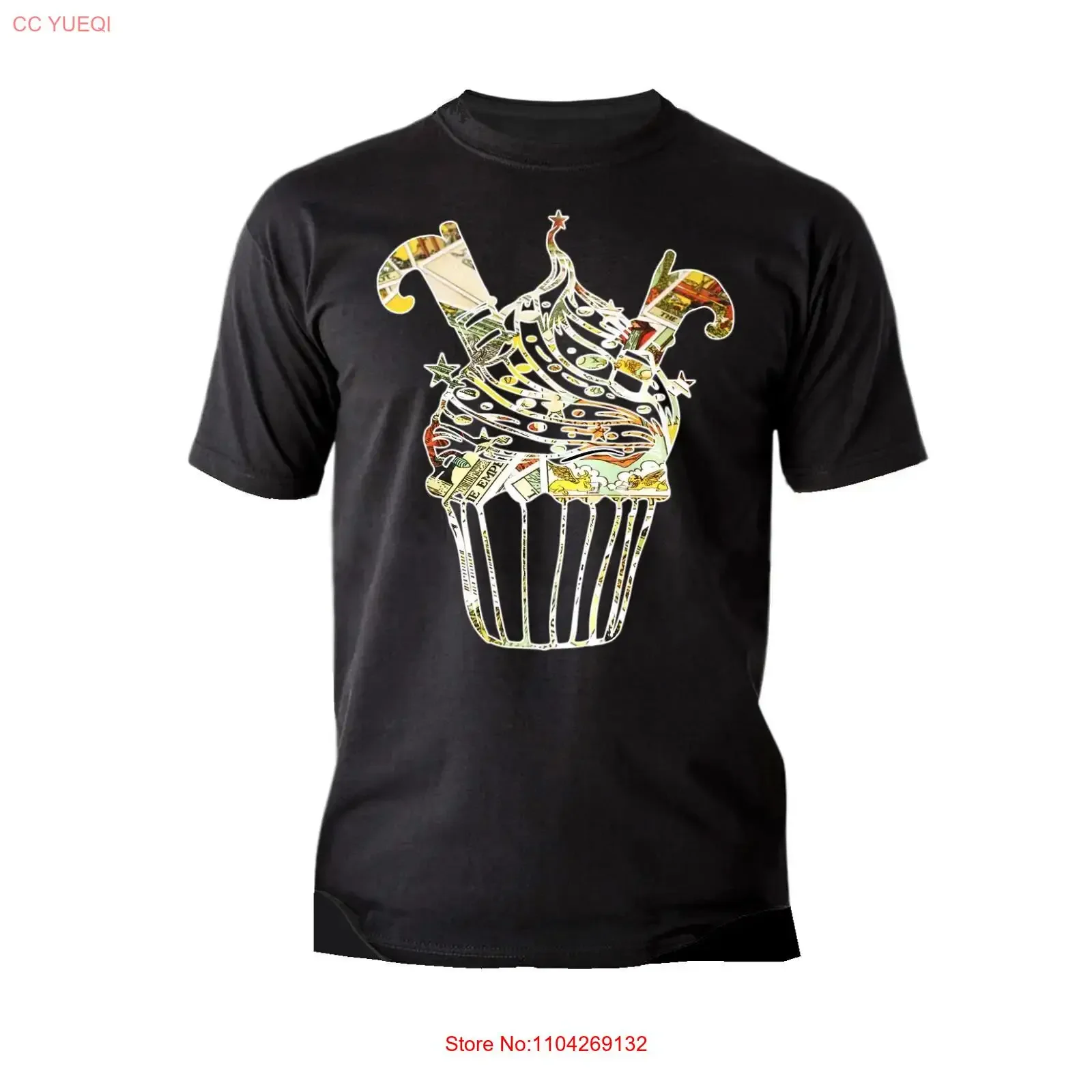 Halloween Horror Cupcake Witch Boots Tarot Cards Stencil Art Men's T Shirt vintage Washed fashion Soft Slightly Breathable