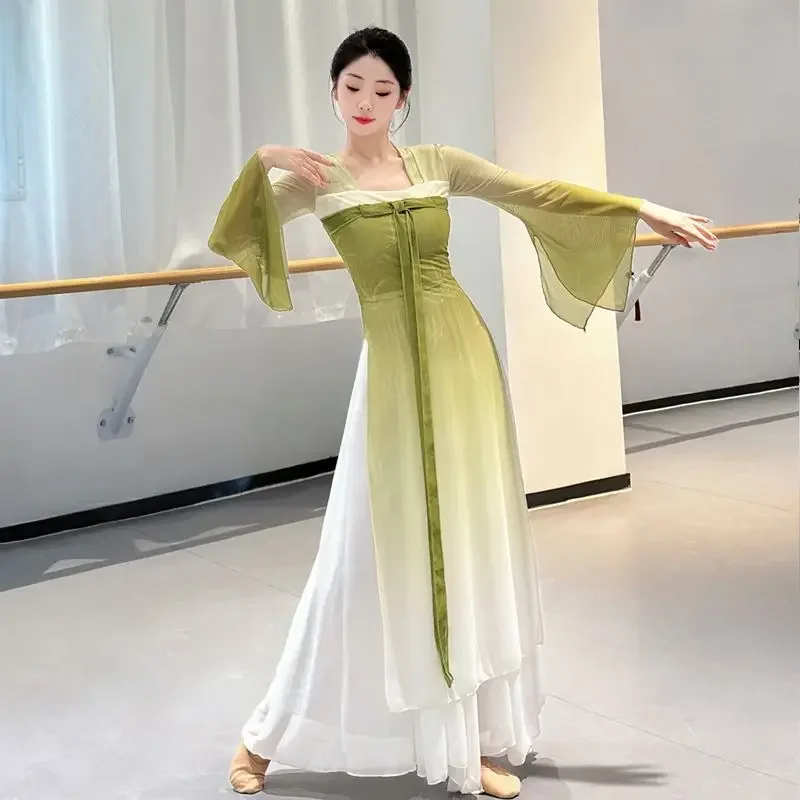 Klassiek danskostuum Elegante oefenoutfit voor dames Chinese traditionele dansjurk Borstlengte HanTang lange jurk