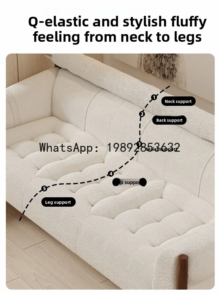 Small Apartment Sofa Living Room Straight Row Second-hand Solid Wood Three-seater Fabric Sofa