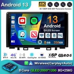 Autoradio Android 13 Carplay pour Kia RIO Stonic YB, Stéréo BT, Lecteur Vidéo, Limitation GPS, 2016, 2017, 2018, 2019, 2020, 2021, 2022