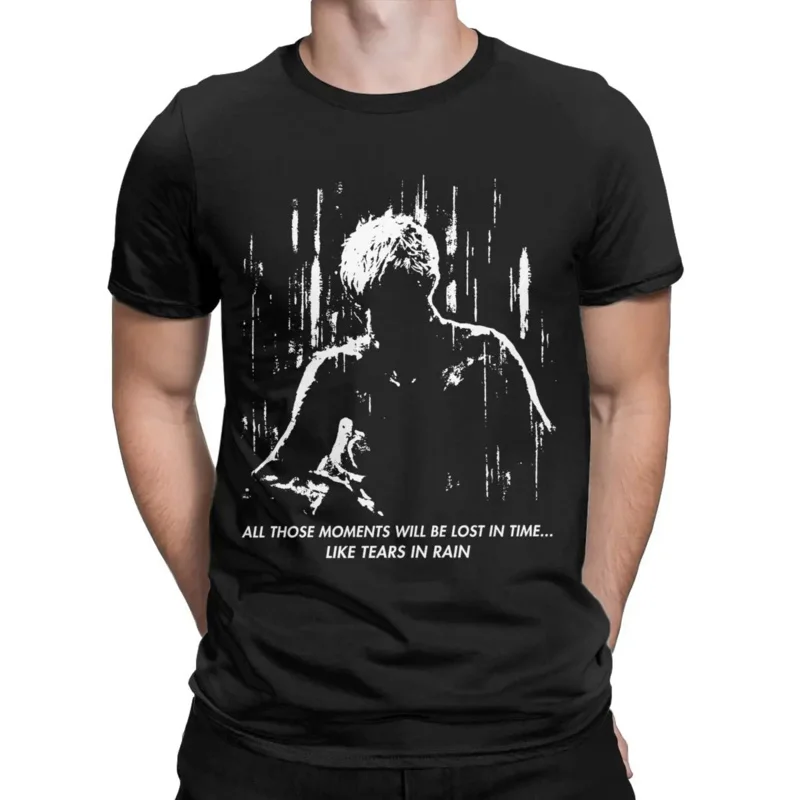 Crazy blade runner like tears in rain T-shirts for men crew neck pure cotton t shirts short sleeve tees graphic printed tops