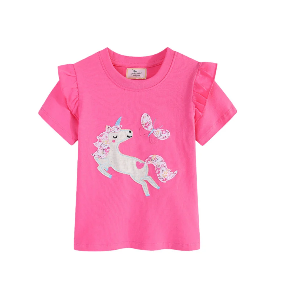 

Jumping Meters 3-7T New Fashion Unicorn Short Sleeve Girls T Shirts Summer Children's Clothes Kids Tees Tops Baby Costume