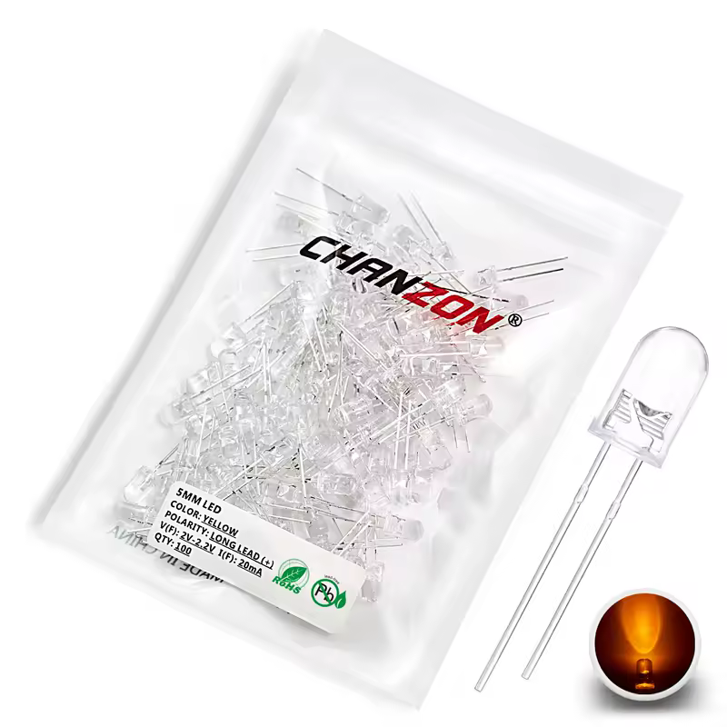 100pcs 5mm LED Diode Ultra Bright Warm White Red Green Blue UV Purple Yellow Orange Pink Multicolor 2V 3V Emitting Assortedt Set - Image 16