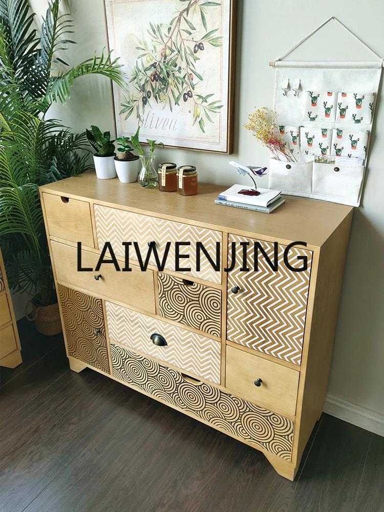 RWJ Solid Wood Living Room Entrance Bedroom Drawer Storage Curio Cabinet Five-Bucket Cabinet Complete Set