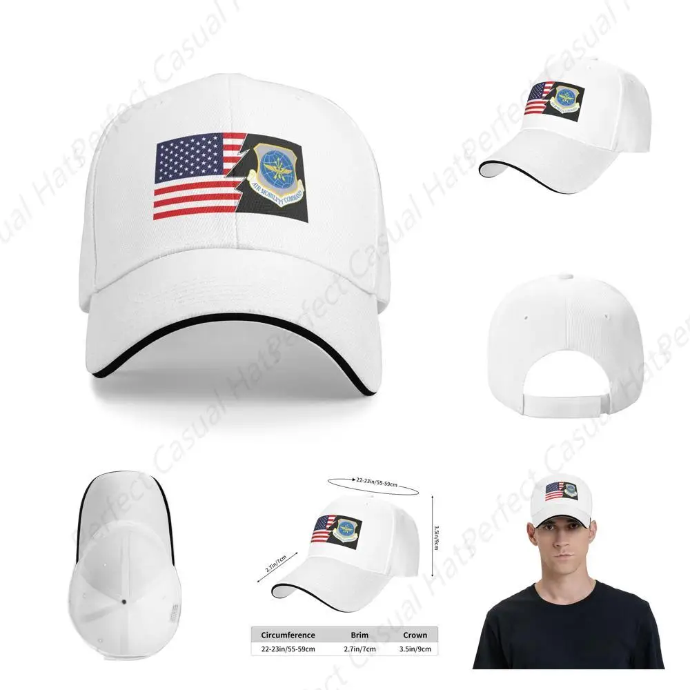 High Quality Air Mobility Command And America Unisex Sandwich Cap Baseball Cap Plain Dad Cap Adjustable Casquette Hat