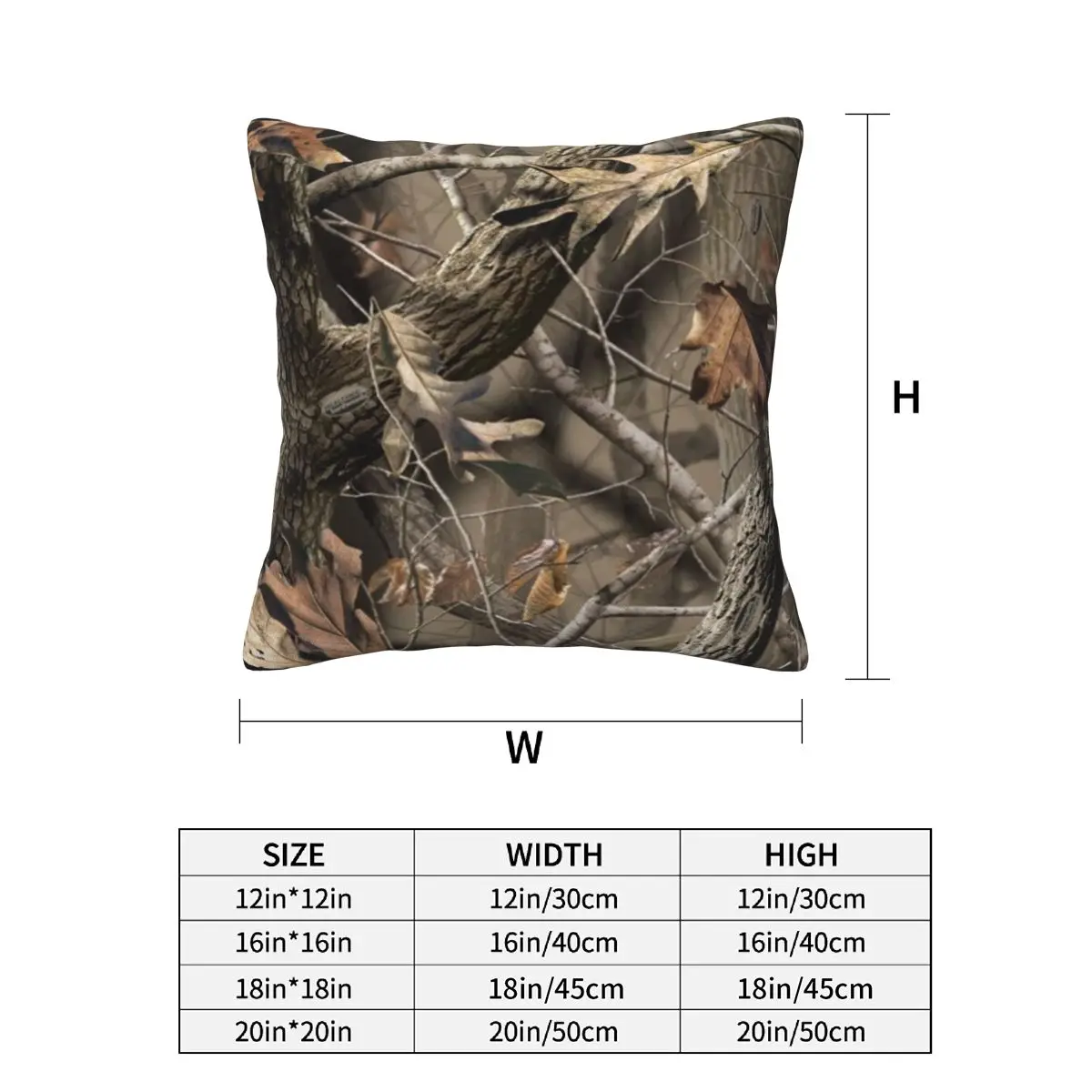 Real Tree Camouflage 2 pcs Square Pillowcase Pillow Cover Cushion Zip Decorative Comfort Throw Pillow for Home Car