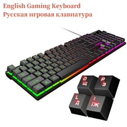 Arabic English Keyboard Backlight Gaming Keyboard Russian 100% Layout Multimedia Shortcut Keys USB Wired AK600 Waterproof Anti-g