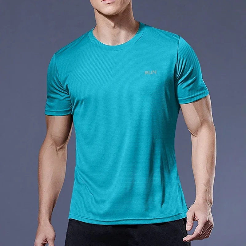 Men Short Sleeve White Tops Shirts Breathable Casual Soild t-Shirts Tee Man Quick Dry Ice Silk Running Gym t Shirt Male Clothes