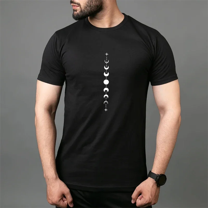 

Men's Basic Solid Color T-Shirt with Minimalist Logo Print Soft Pre-Shrunk Cotton Round Neck Tee for Layering or Solo Wear