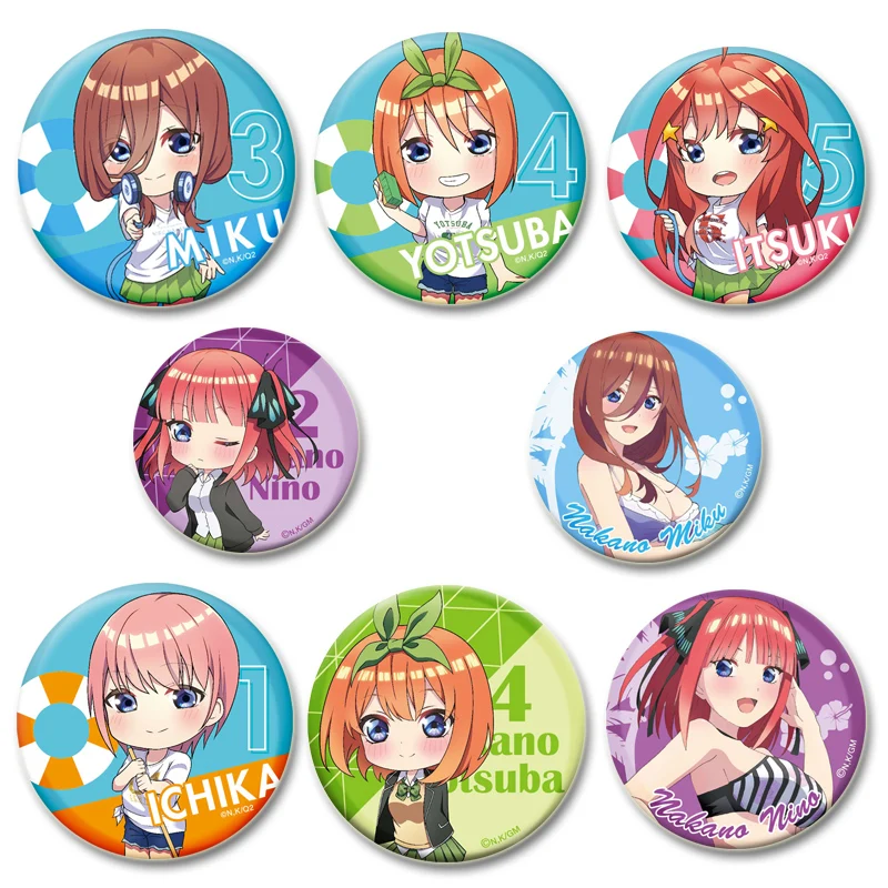 Cartoon Figure Nakano Yotsuba/Nino Brooches Anime The Quintessential Quintuplets Badge Jacket Jeans Lapel Pins Gift Accessory