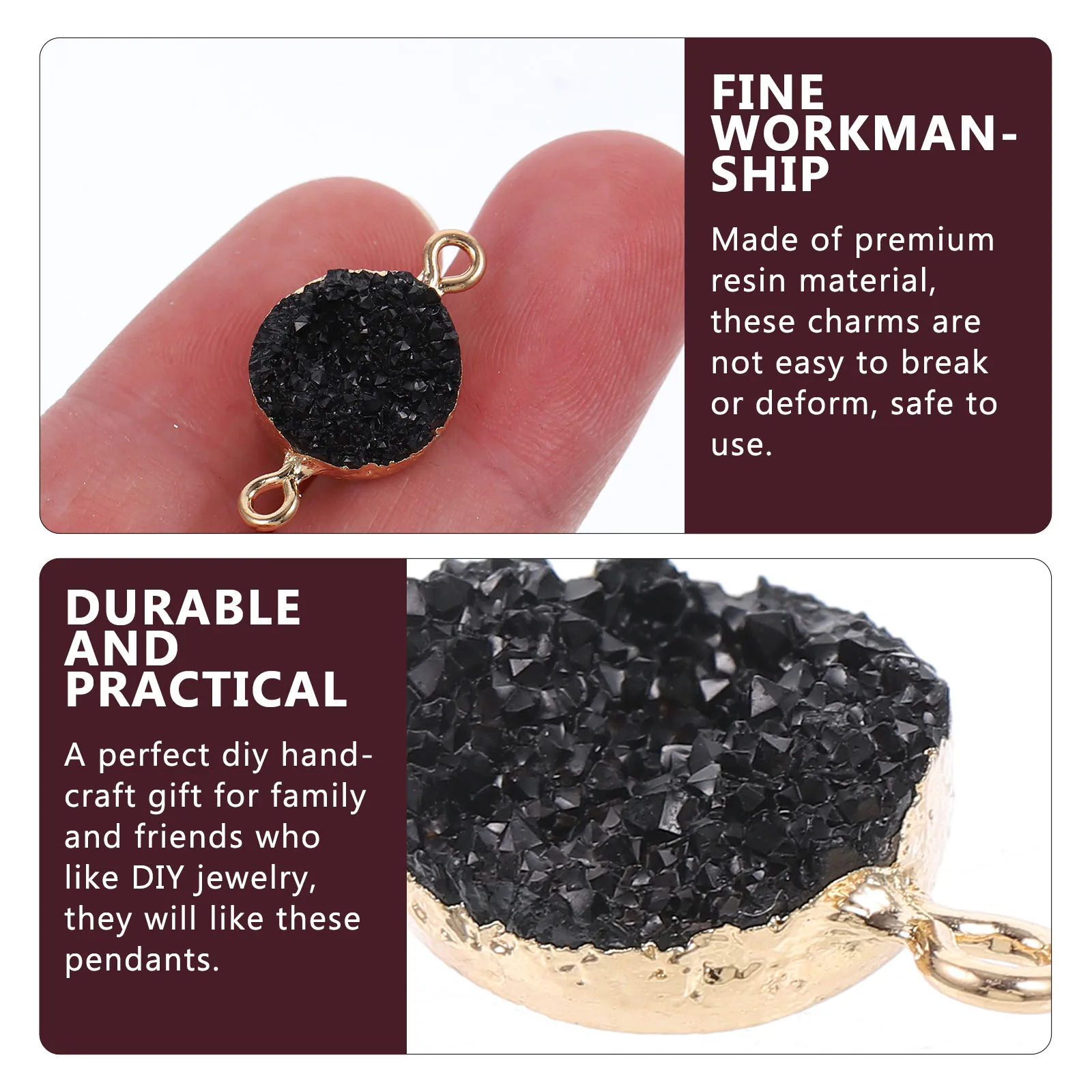 5 Pcs Resin Crystal Cluster Pendant Pendants Connector for Necklace Charms Jewelry Bracelet DIY