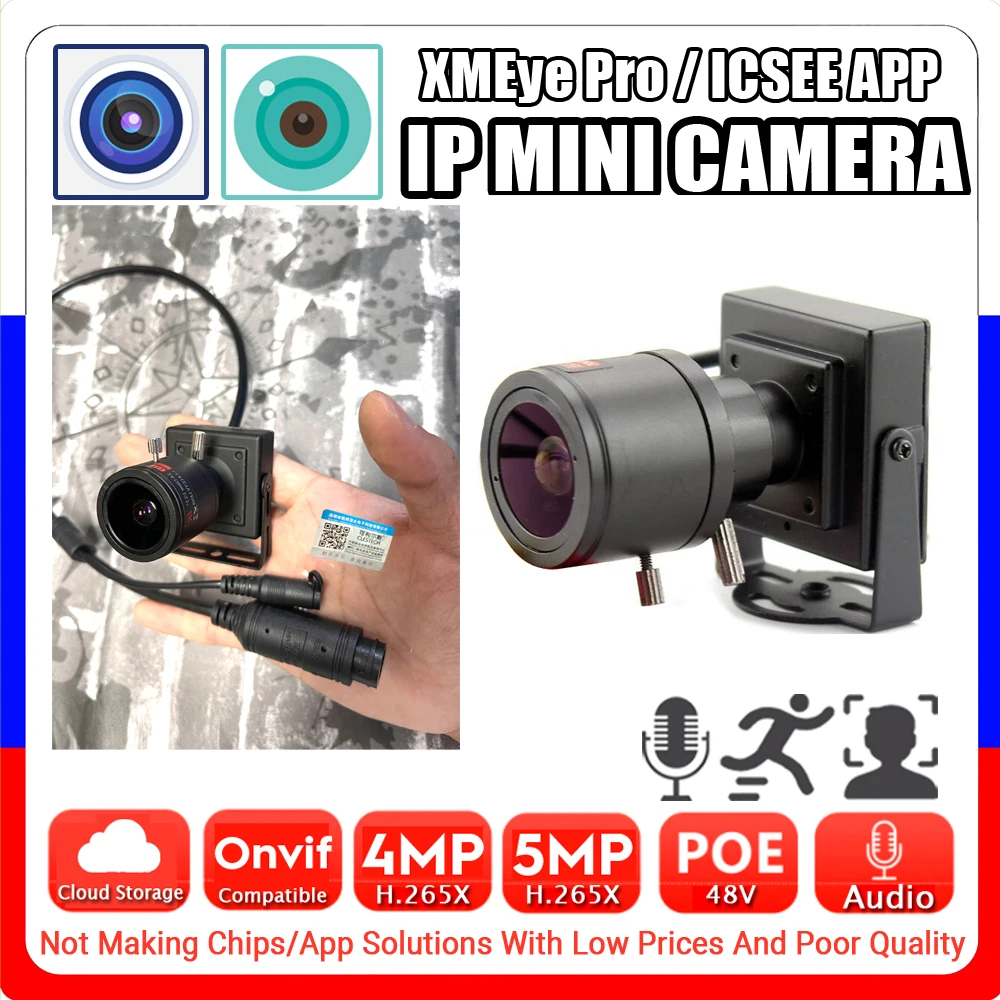 

Audio IP POE Mini Camera 2.8-12mm Focus 5MP 4MP H.265 HD Full Digital Microphone Onvif Ai Face/Motion Detection XMEYE Pro ICSEE