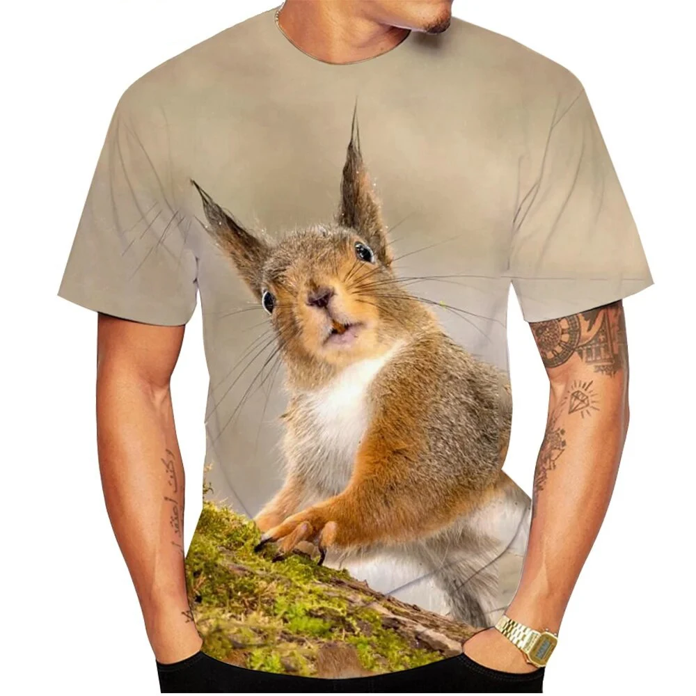 Summer Funny Squirrel 3D Print T-Shirts Streetwear Casual Men Women Fashion Short Sleeve T Shirt O-Neck Kids Tees Tops Clothing