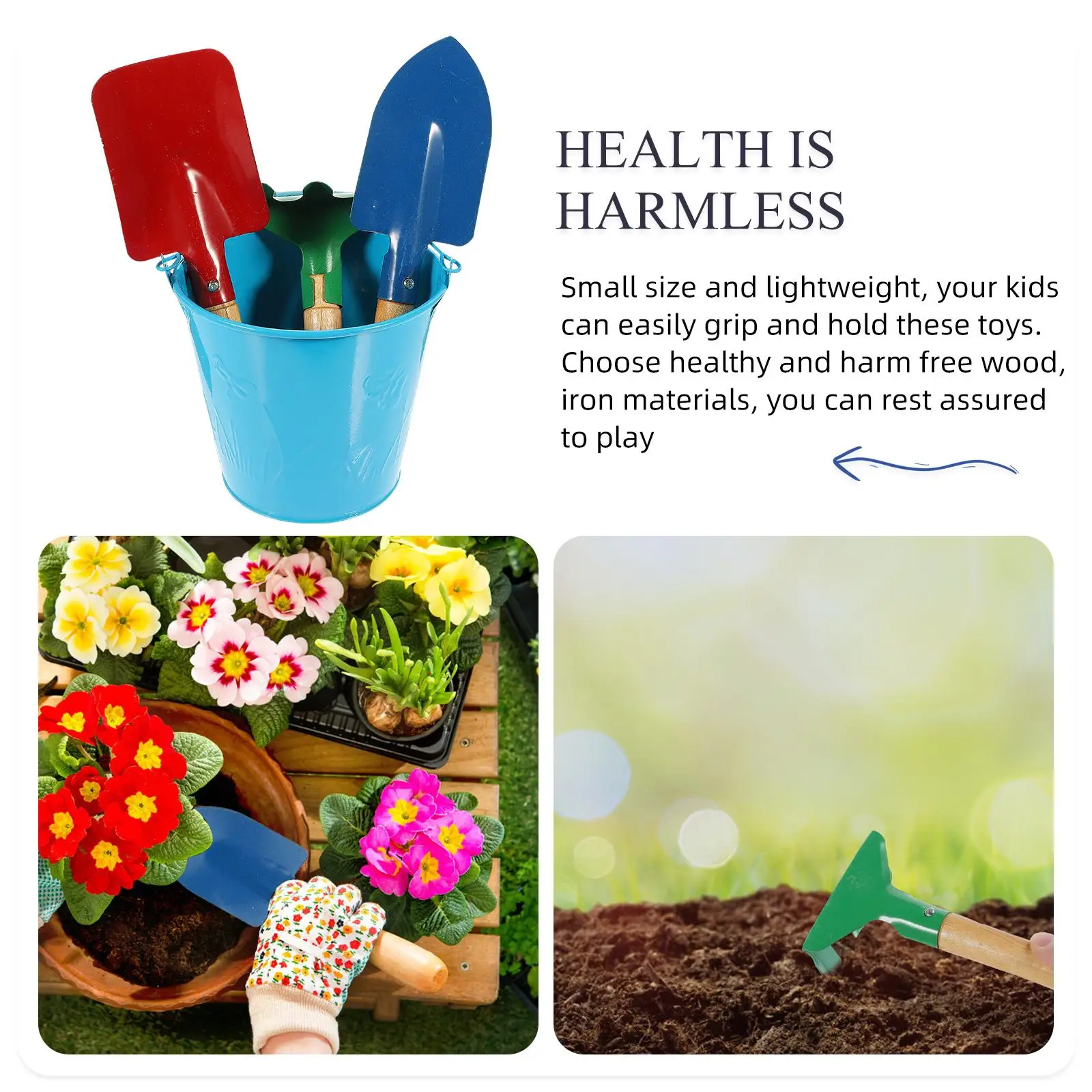 Juego de pala de arena para jardín, Kit de juguetes de playa, herramientas ligeras de hierro y madera, cubo de excavación portátil, juguete de playa para niños, 1 Juego
