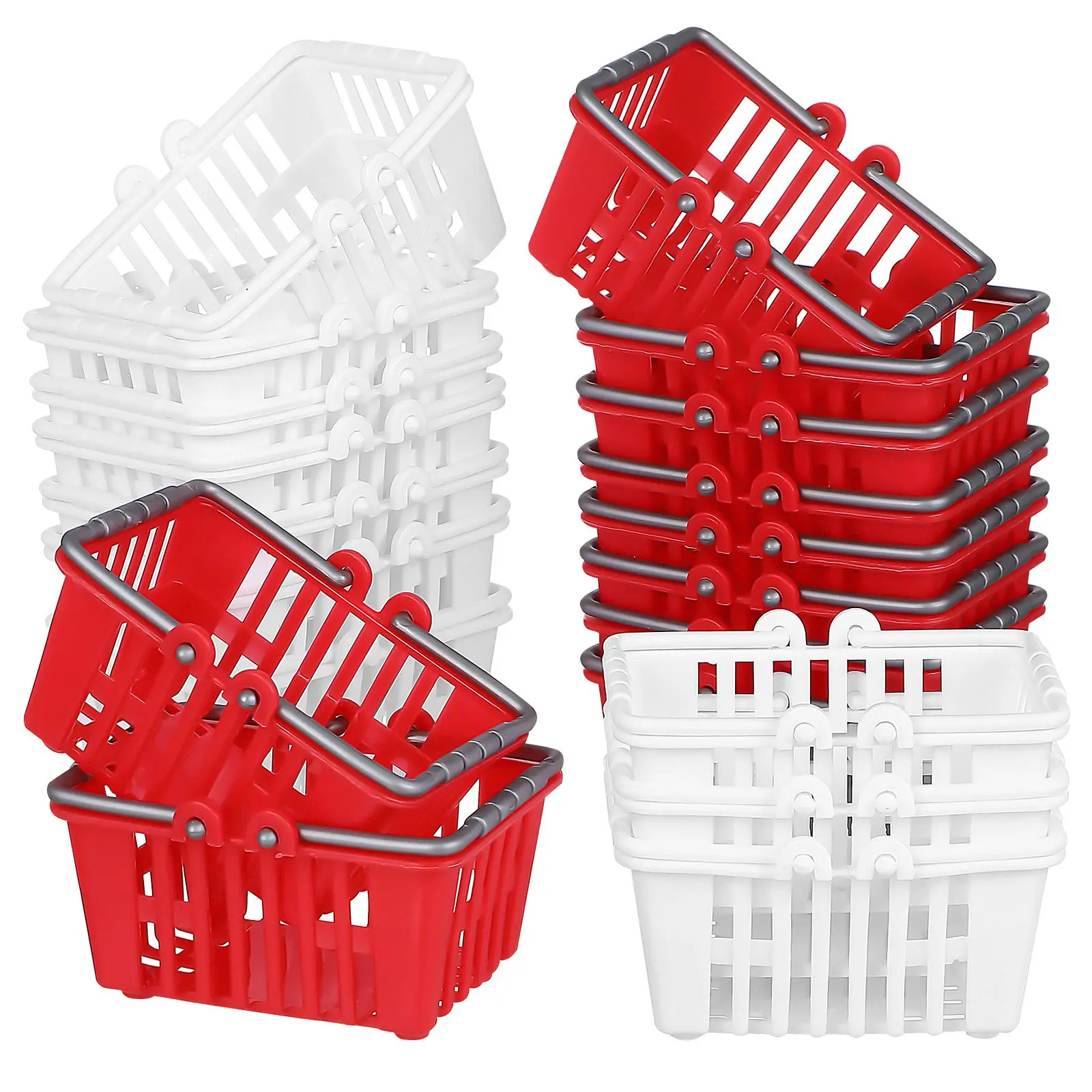 20 Pcs Mini Shopping Cart Reusable Baskets Tiny Decor Groceries Miniature House Ornaments for Decors Toy Plastic Toys Kid