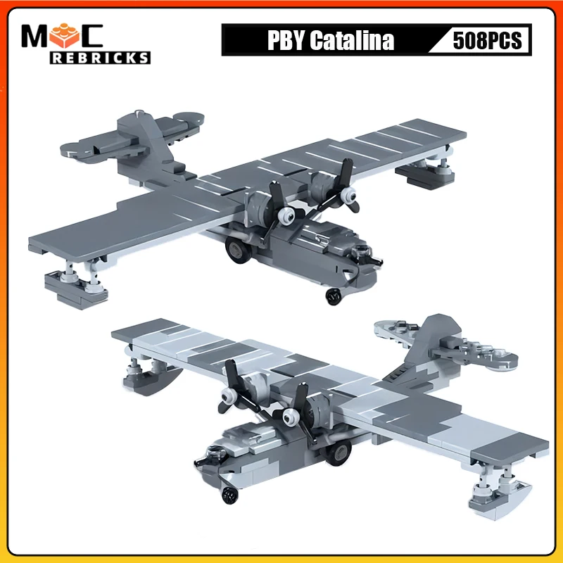 WW2 Military Sea Patrol Bomber PBY Catalina Rescue Fighter MOC Building Blocks Technology Model DIY Bricks Boy Toys Gifts Sets