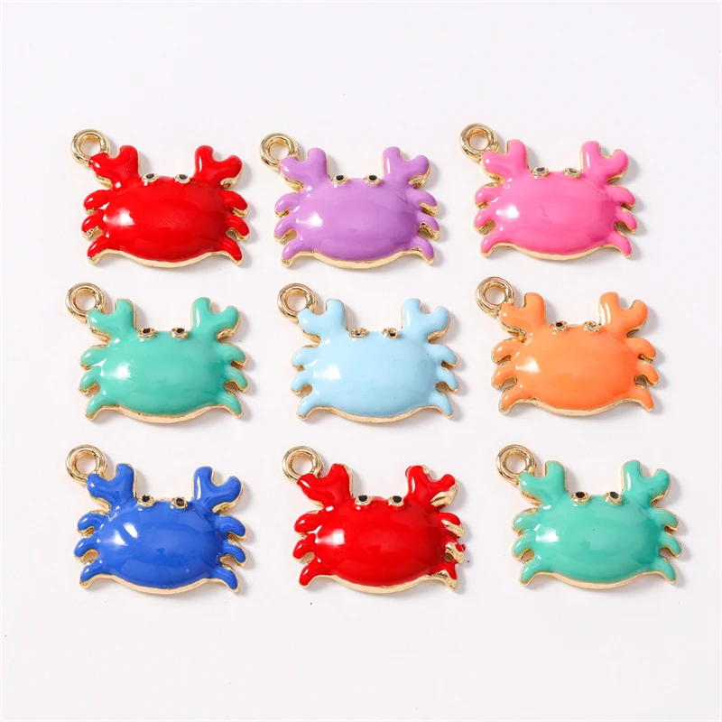 Duarte 20 Teile/los Nette Bunte Emaille Tier Krabben Charms Anhänger Fit Halsketten Ohrringe Armbänder DIY Handwerk Schmuck Machen – Detail 2