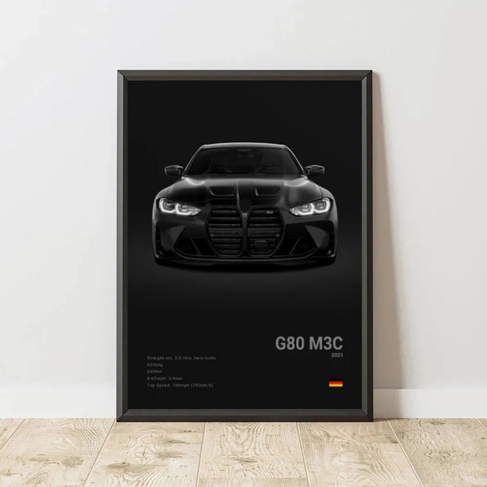 2-A1 Famous Cars G80 M3C Canvas Wall Art Print Poster E30 M3 Z8 Decorative Mural Modern Home Decor Birthday Unframed