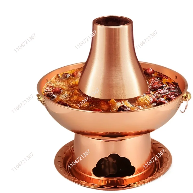 

Copper Old-Fashioned Electric Grill Dual-Use Charcoal Pure Red Copper Old Beijing Two-Flavor Hot Pot Copper Pot Pot