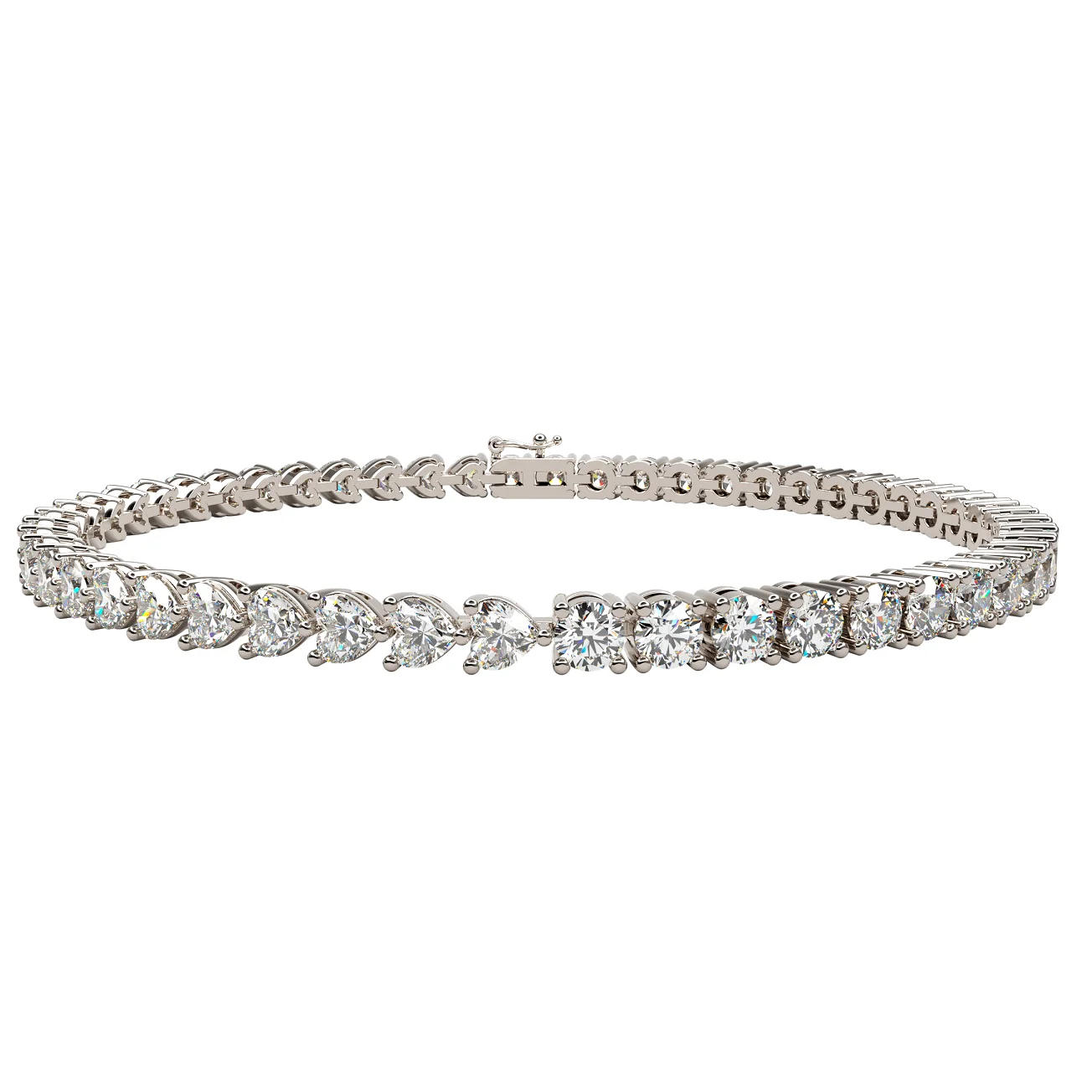 

Geometric Half Heart Round 5A Cubic Zirconia CZ Tennis Chain Iced Out Bling Bracelet For Women