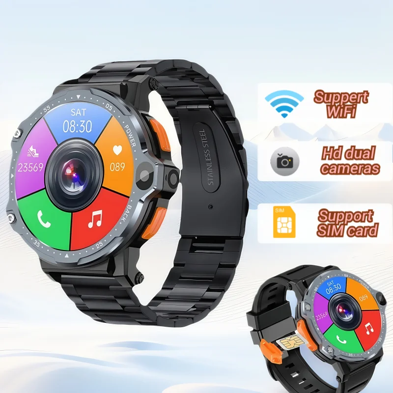 

4G Android PG999 Smart Watch Men 1.54'' GPS 16G/64G ROM Storage 200W+800W HD Dual Camera SIM Card WIFI NFC Video Call Smartwatch