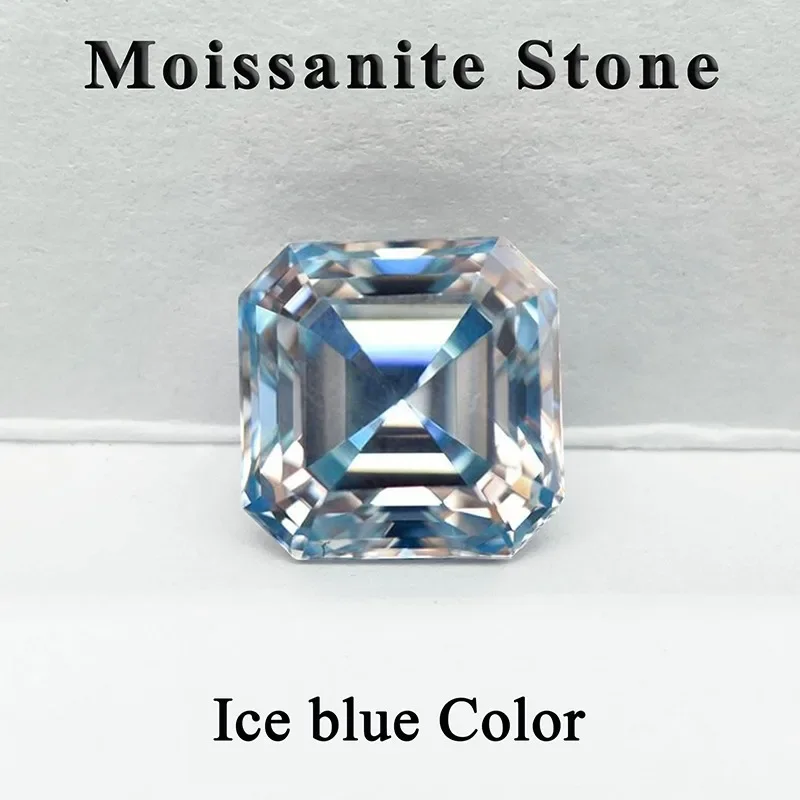 Moissanit-Stein, Asscher-Schliff, gelb-grüne Farbe, VVS1, Ring, Halskette, Hauptmaterialien, bestandenem Diamanttester mit Zertifikat – Detail 27