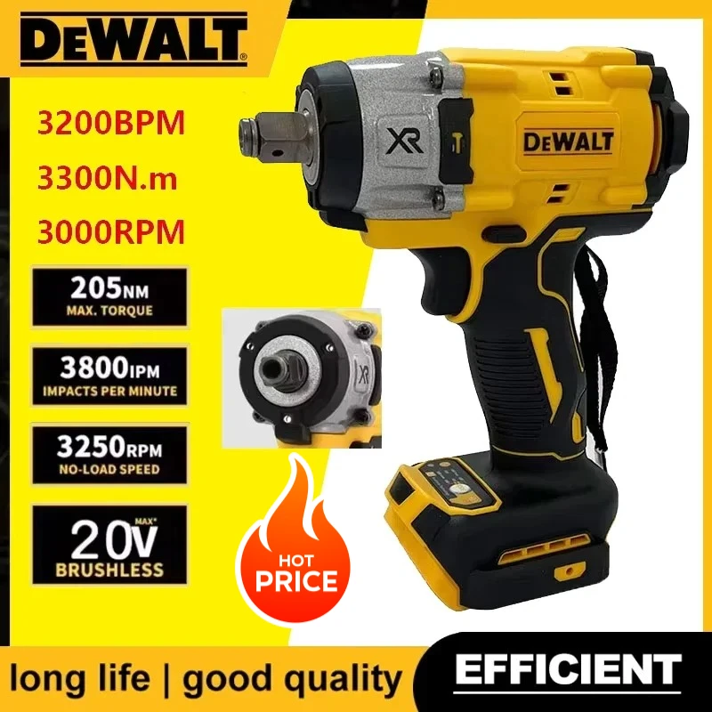 

Аккумуляторный бесщеточный ударный гайковерт Dewalt 3250 об/мин, 205 Н·м, с высоким крутящим моментом, интеллектуальный электроинструмент для ремонта