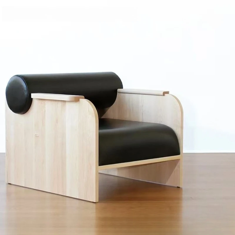 

Minimalist ash wood single solid wood leisure chair light luxury living room hotel furniture fabric sofa chair
