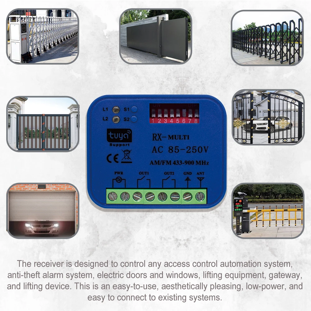 Imagem -05 - Universal rx Multi Frequency Garagem Porta Receptor de Controle Remoto Tuya Controlador Inteligente Abridor de Interruptores para 433 868 Mhz 300868mhz