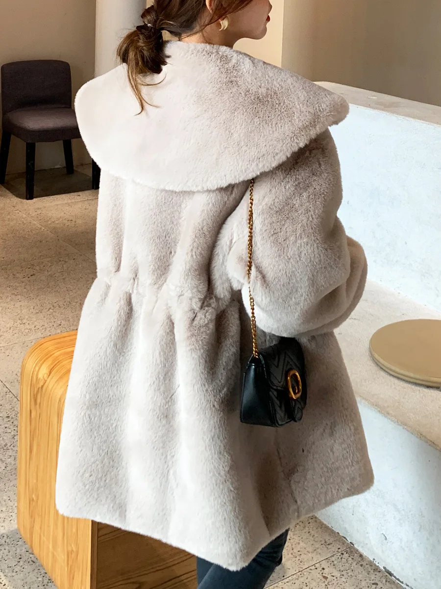 フェイクファー トップコート レディース テーラード ミッドロング クラブ ヤング 日本風 レース付き 暖かい ターンカラー 快適 デイリー ハイエンド OL