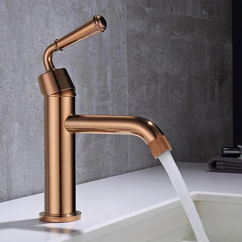 New Basin faucet bathroom hot and cold  Rose Gold basin water mixer tap bathroom sink faucet brass tap brass single lever