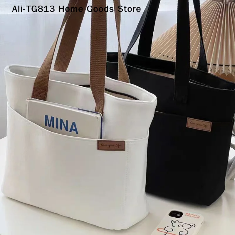Nuevas bolsas de lona para mujer, de gran capacidad, bolso de hombro, para estudiantes, para ir a clases, para ir al trabajo, bolsos casuales para damas.