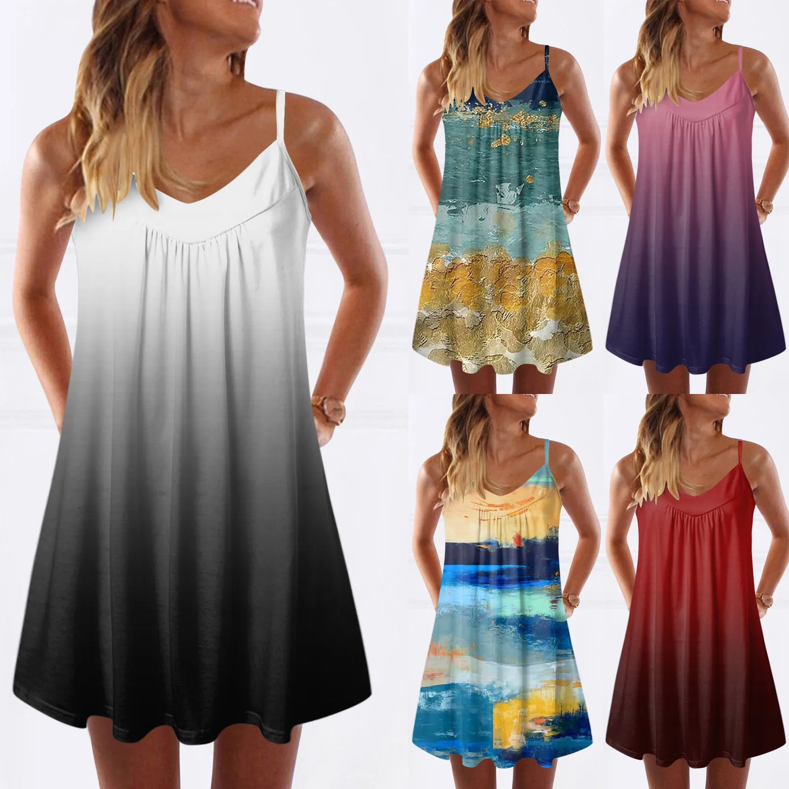 

Women's Printed Boho Sundress For Women Casual Summer Dress Round Neck Sleeveless Tank Dress Active Dress Large Womens Dress