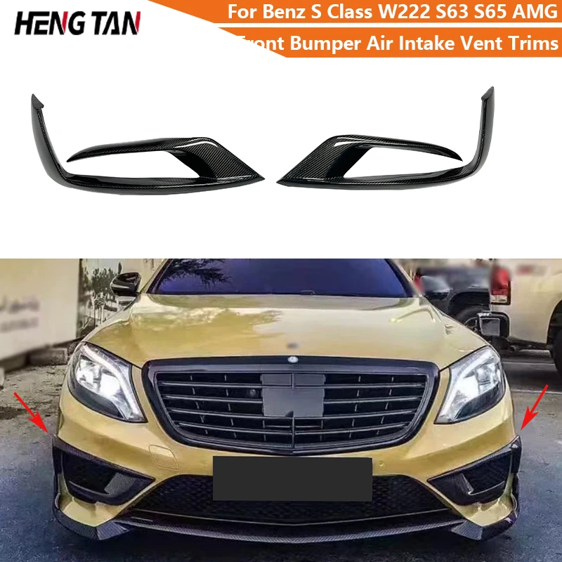 For Mercedes Benz S Class W222 S63 S65 AMG Carbon Fiber Car Front Bumper Air Intake Vent Trims Parts Body kit