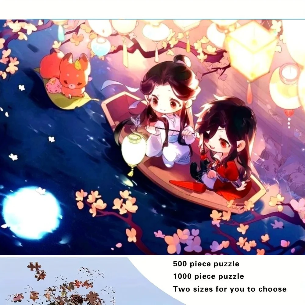 500/1000-teilige Erwachsenen-Puzzlespiele Tian Guan Ci Fu Cartoon, geeignet für Erwachsene und Familien – herausfordernde große Teile, tragbar