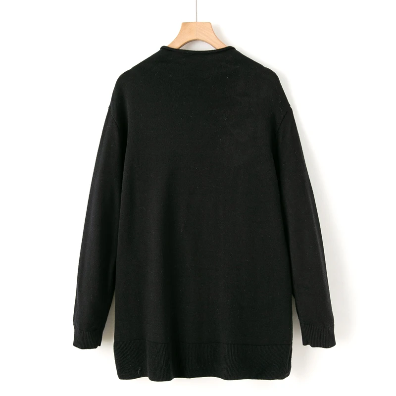 ربيع جديد وصول المرأة محبوك طويل Sve f عالية الياقة بسيطة Sle سترة الدكتور الحلو جولة Ne قطعة واحدة