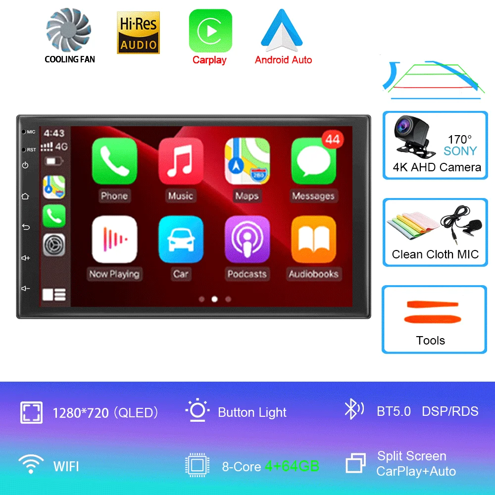 Universele 7 "autoradio GPS 2 din Android 15 Auto Carplay voor Volkswagen Nissan Hyundai Toyota multimediaspeler