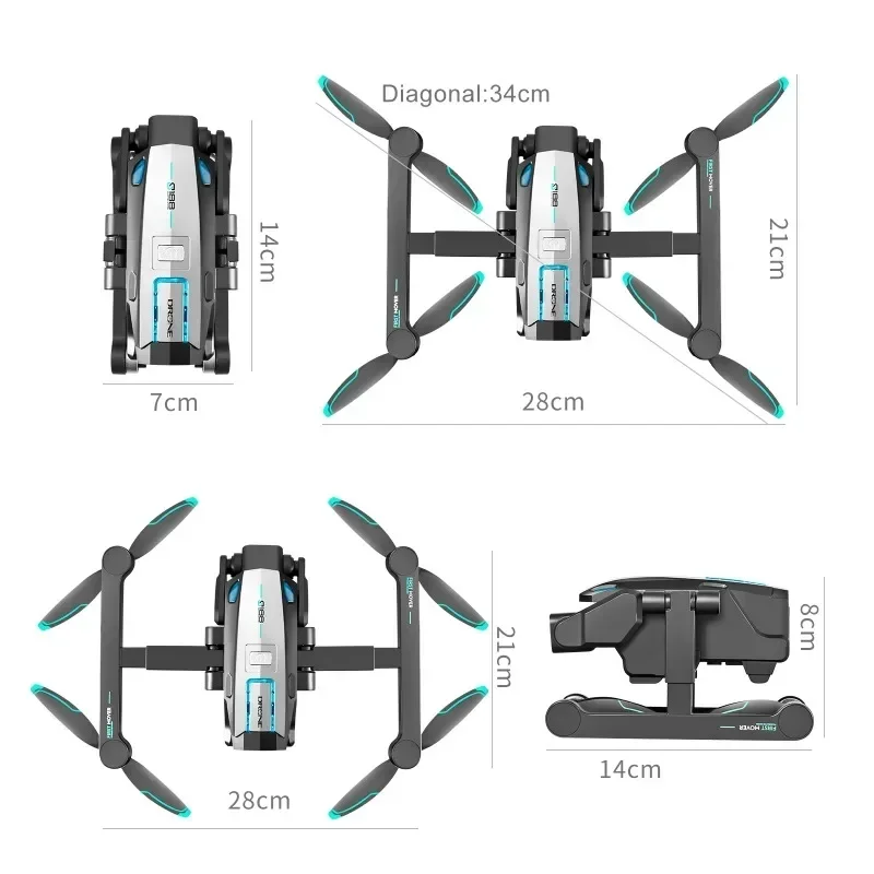 S188 GPS Drone 8K Professional HD Camera Three Obstacle Avoidance Air Pressure Fixed Height Foldable Quadcopter with Sell Light