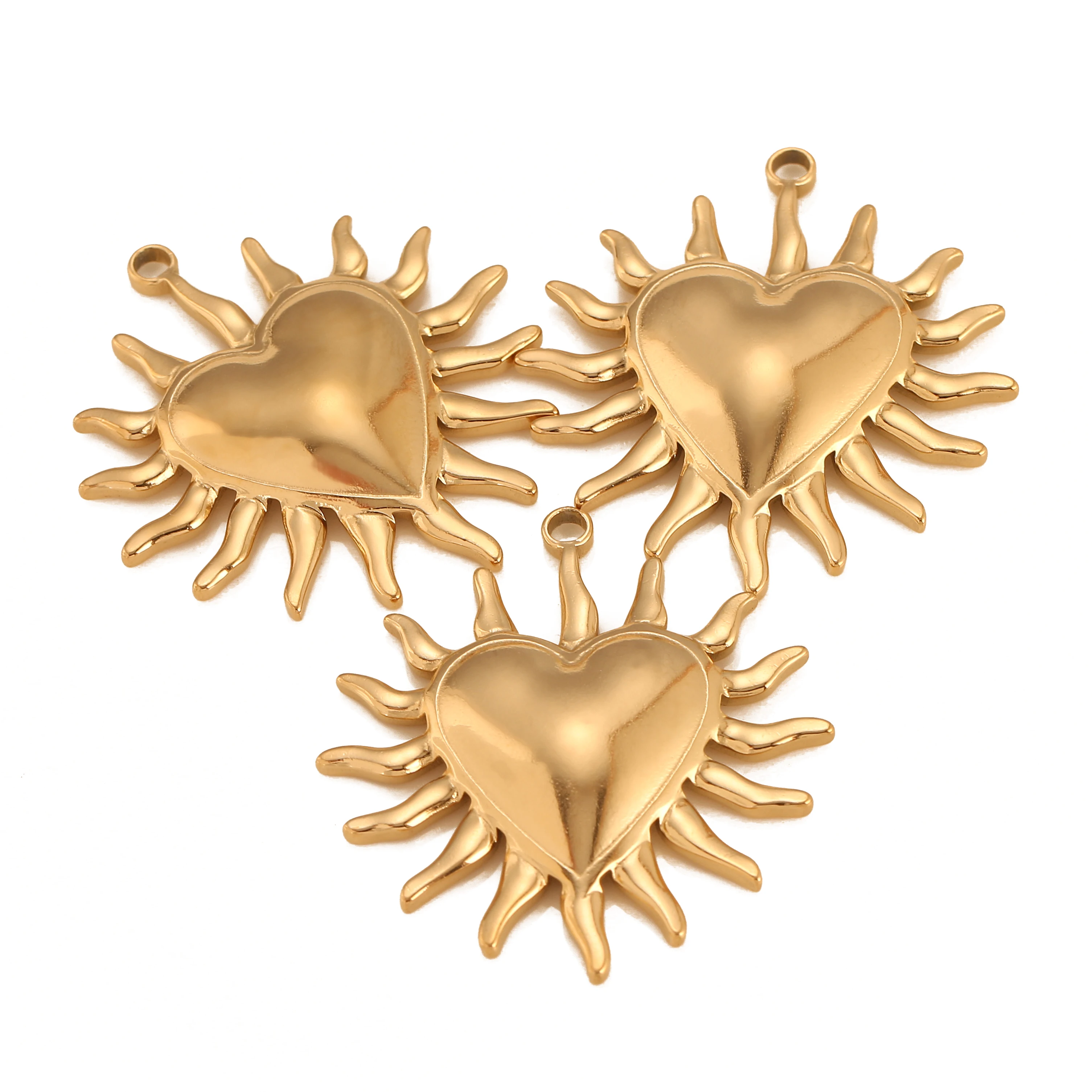 3er-Set Vintage Herzanhänger mit Spikes, große Edelstahl-Liebesherzen, 18K PVD-beschichtet, DIY-Halsketten-Schmuckherstellungszubehör – Detail 6